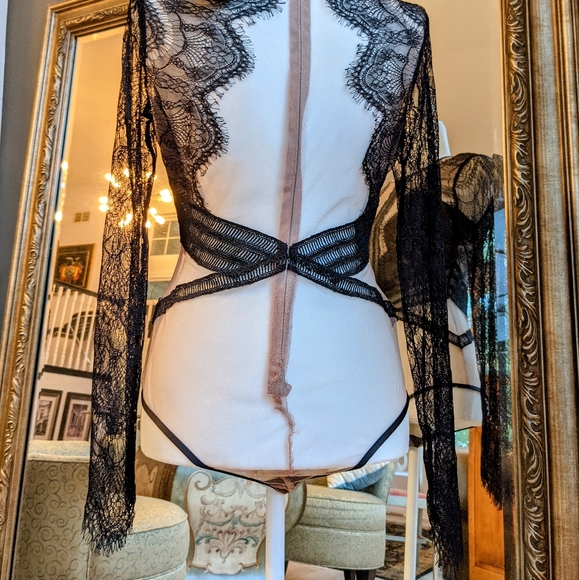 Lace body suit Black Nude L - Picture 11 of 16
